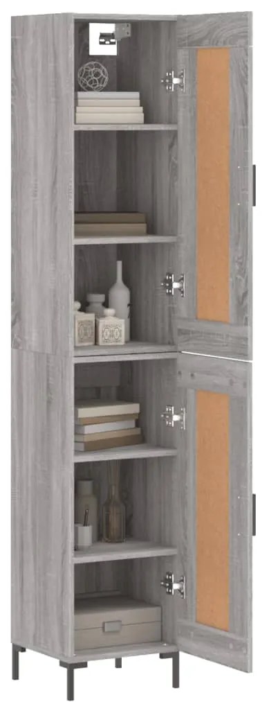 vidaXL Μπουφές Sonoma Γκρι 34,5 x 34 x 180 εκ. από Επεξεργασμένο Ξύλο