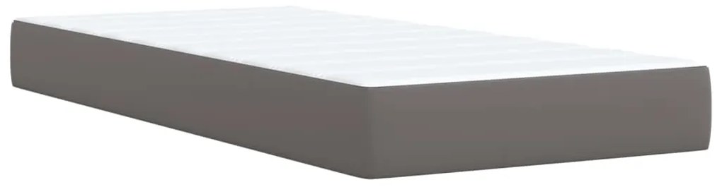 vidaXL Κρεβάτι Boxspring με Στρώμα Γκρι 90x200 εκ. από Συνθετικό Δέρμα