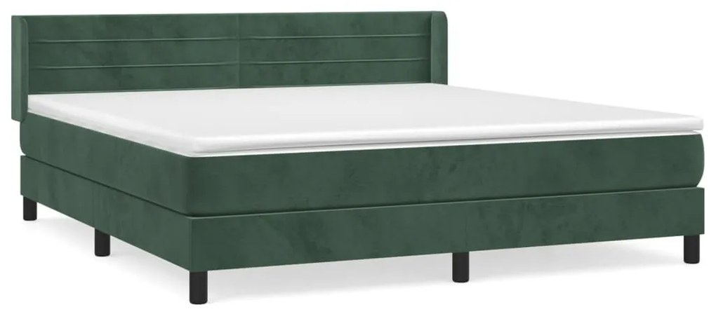 Κρεβάτι Boxspring με Στρώμα Σκούρο Πράσινο 180x200εκ. Βελούδινο - Πράσινο