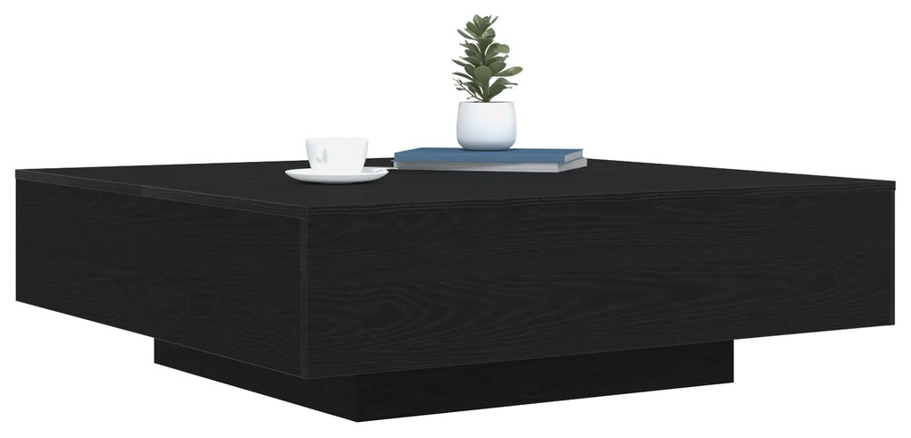 vidaXL Τραπέζι καφέ με LED φώτα Μαύρη Δρυς 100x100x31 εκ.