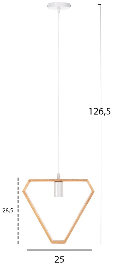 ΦΩΤΙΣΤΙΚΟ ΟΡΟΦΗΣ ΚΡΕΜΑΣΤΟ  ΤΡΙΓΩΝΟ ΞΥΛΙΝΟ-ΛΕΥΚΟ ΚΑΛΩΔΙΟ 25x28,5x126,5Υεκ. 25x5x126.5 εκ.