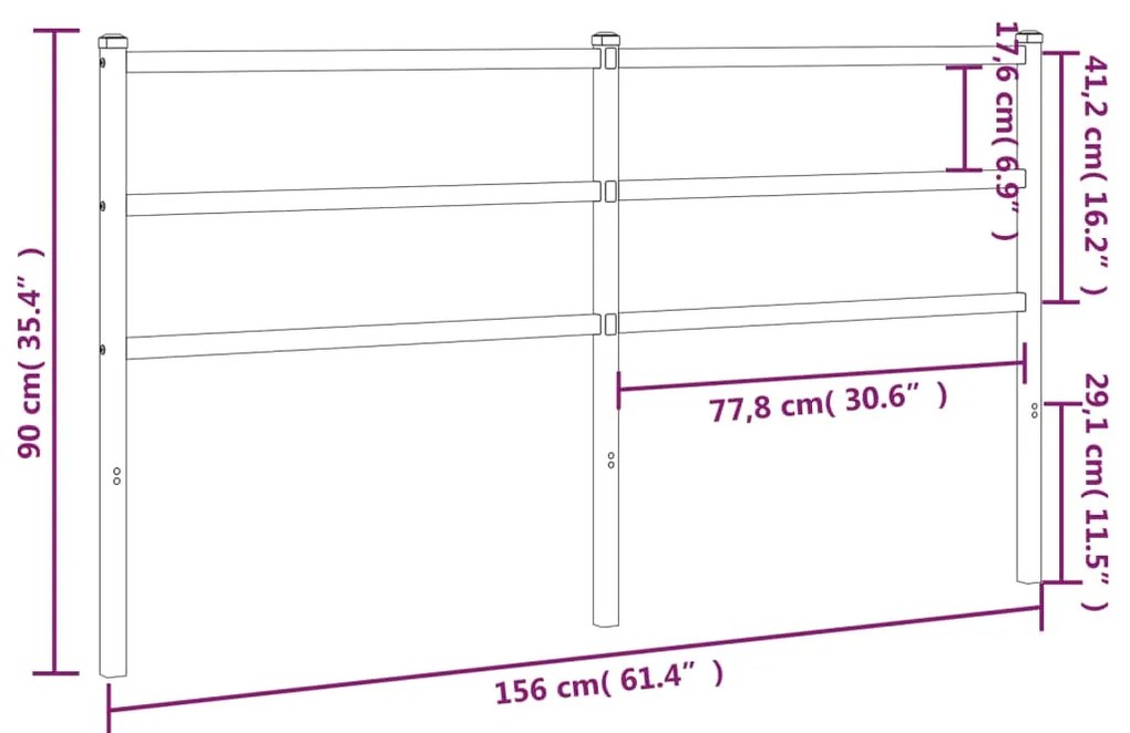 vidaXL Κεφαλάρι Μαύρο 150 εκ. Μεταλλικό