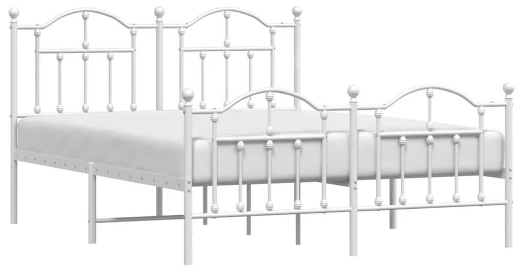 Πλαίσιο Κρεβατιού με Κεφαλάρι&amp;Ποδαρικό Λευκό 90x190 εκ. Μέταλλο - Λευκό