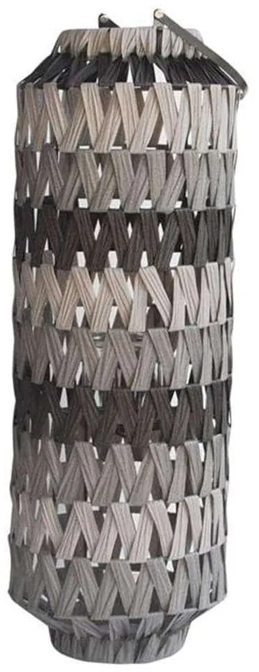 Φανάρι 00.06.61346 Φ25x70cm Black-Grey Rattan,Γυαλί