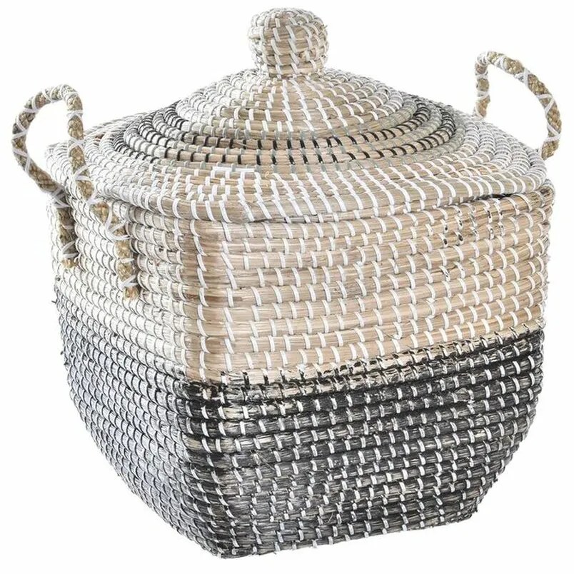 Διακοσμητικό Καλάθι DKD Home Decor Γκρι Φυσικό Boho 45 x 35 x 43 cm