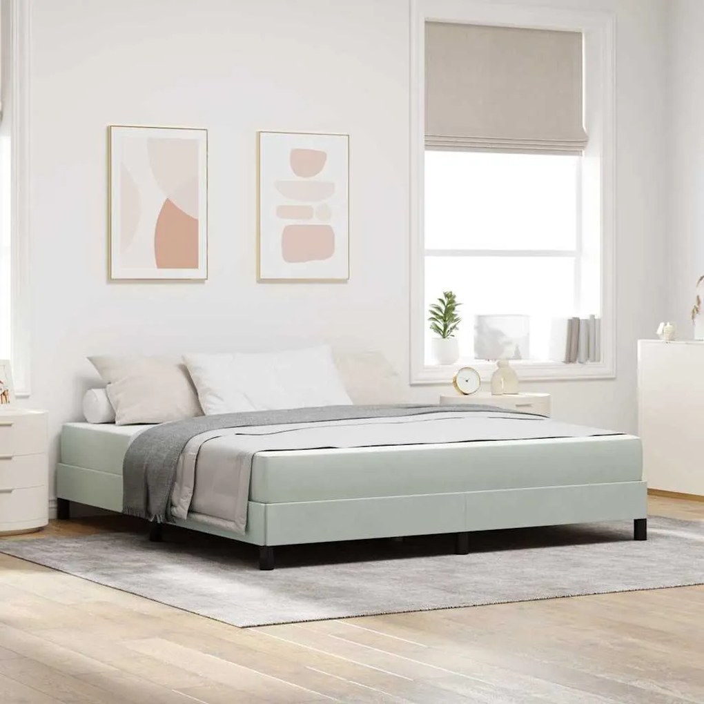 vidaXL Κρεβάτι box spring με στρώμα Ανοιχτό γκρι 180 x 200 cm Βελούδο