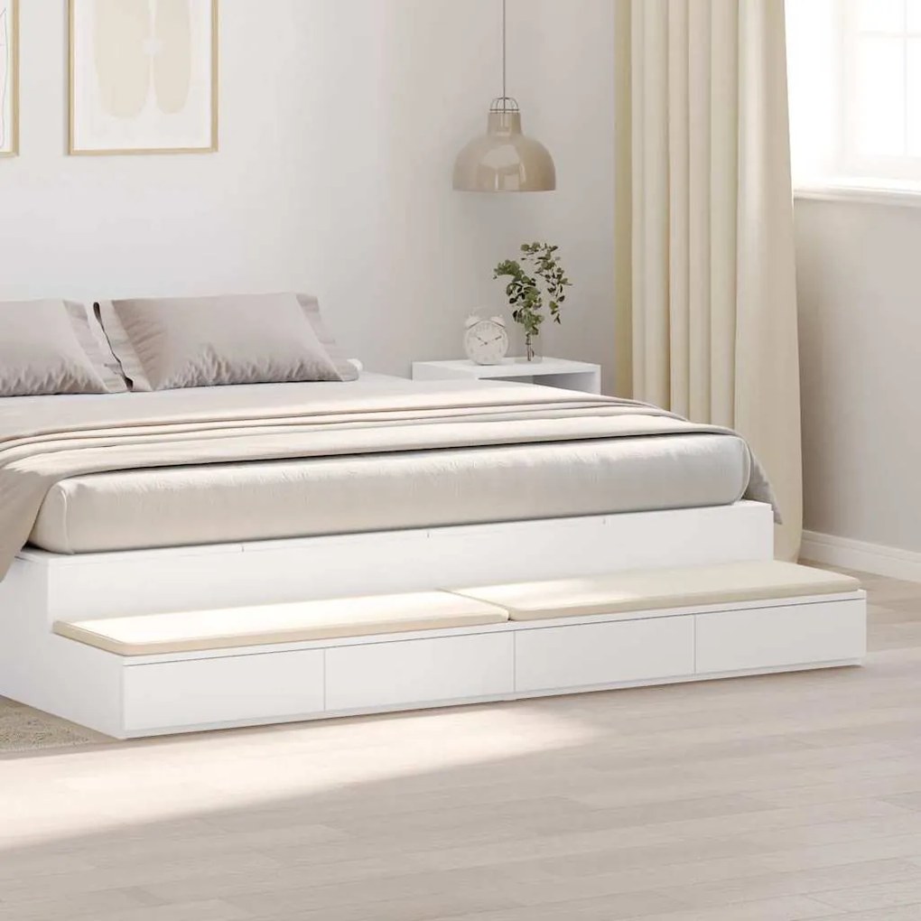 vidaXL Συρτάρια κρεβατιού με συρτάρι Λευκό 200 x 36.5 x 16.5 εκ