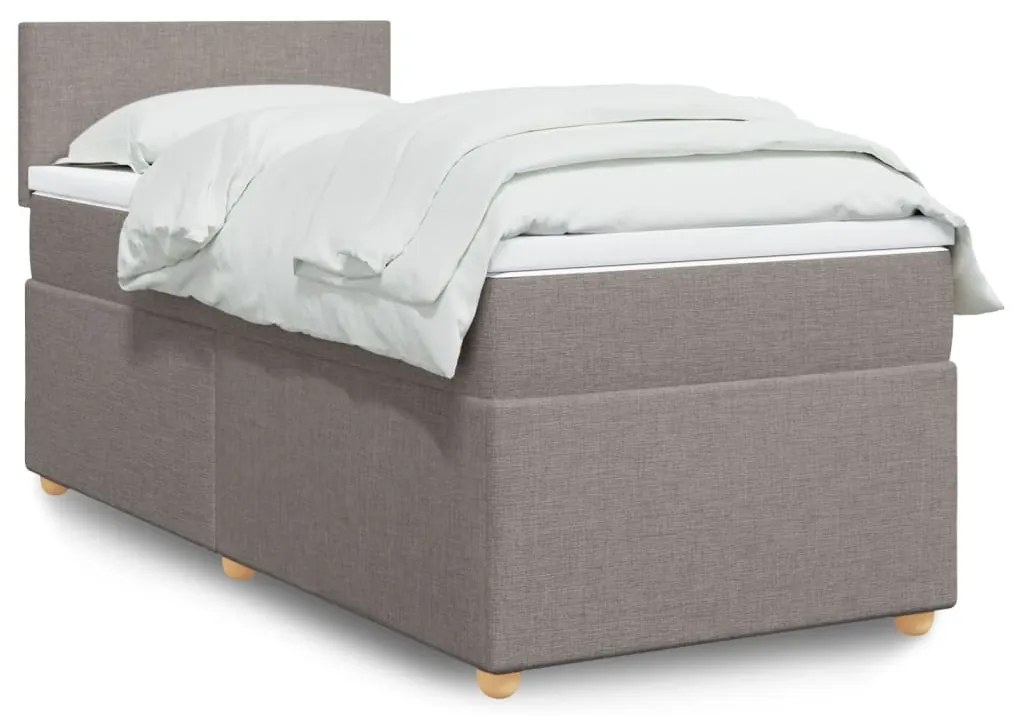 Κρεβάτι Boxspring με Στρώμα Taupe 90x200 εκ. Υφασμάτινο