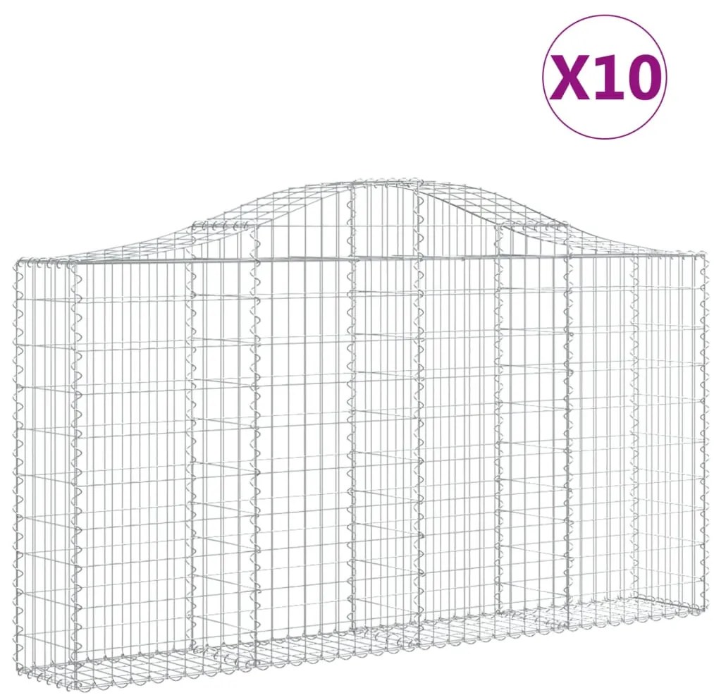 vidaXL Συρματοκιβώτια Τοξωτά 10 τεμ. 200x30x100/120 εκ. Γαλβαν. Ατσάλι