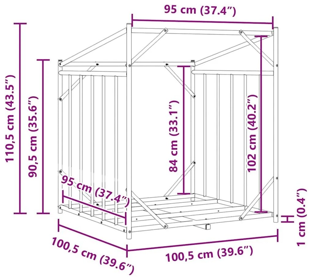 Ράφι για καυσόξυλα με κάλυμμα βροχής 100,5x100,5x110,5 εκ. - Μαύρο