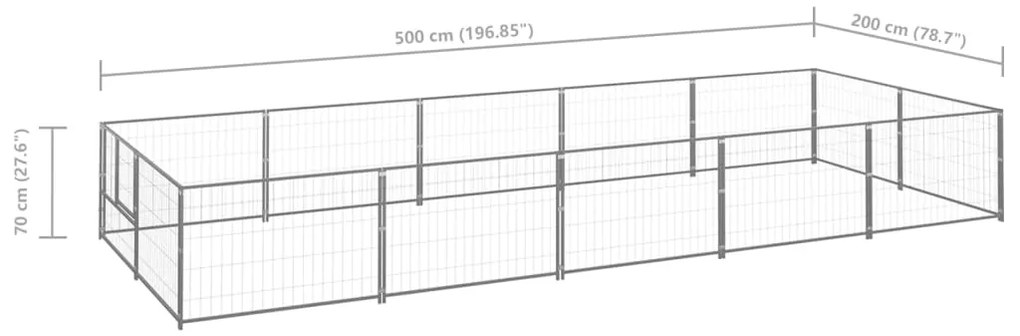 vidaXL Σπιτάκι Σκύλου Ασημί 10 μ² Ατσάλινο