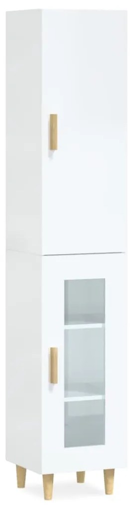 vidaXL Ντουλάπι Γυαλ. Λευκό 34,5 x 34 x 180 εκ. από Επεξεργασμένο Ξύλο