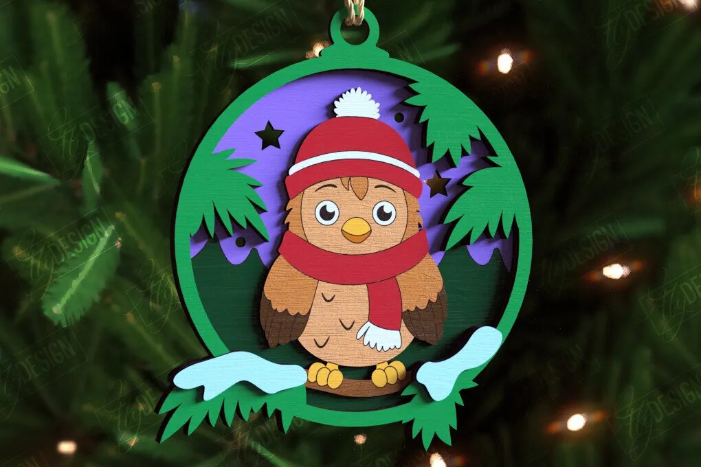 Σετ των 2 Intra απο ξύλο plywood  Χρώμα wenge 3mm-4mm πάχος - Παιχνίδι Χριστουγεννιάτικου Δέντρου | Διακοσμήσεις διακοπών Δίασταση 15x15 cm INTRAFABR-101129904