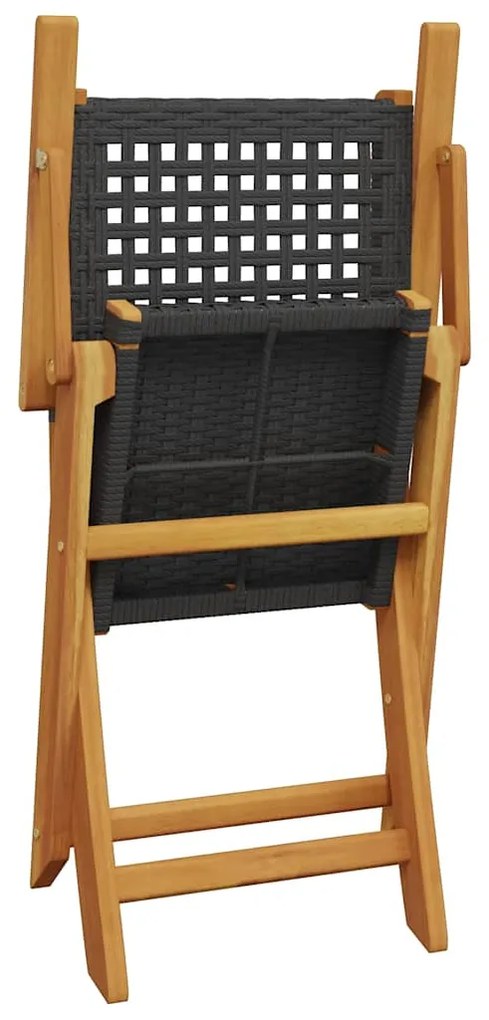 vidaXL Καρέκλες Κήπου Πτυσσόμενες 8 τεμ Μαύρο Συνθ. Ρατάν&Μασίφ Ξύλο
