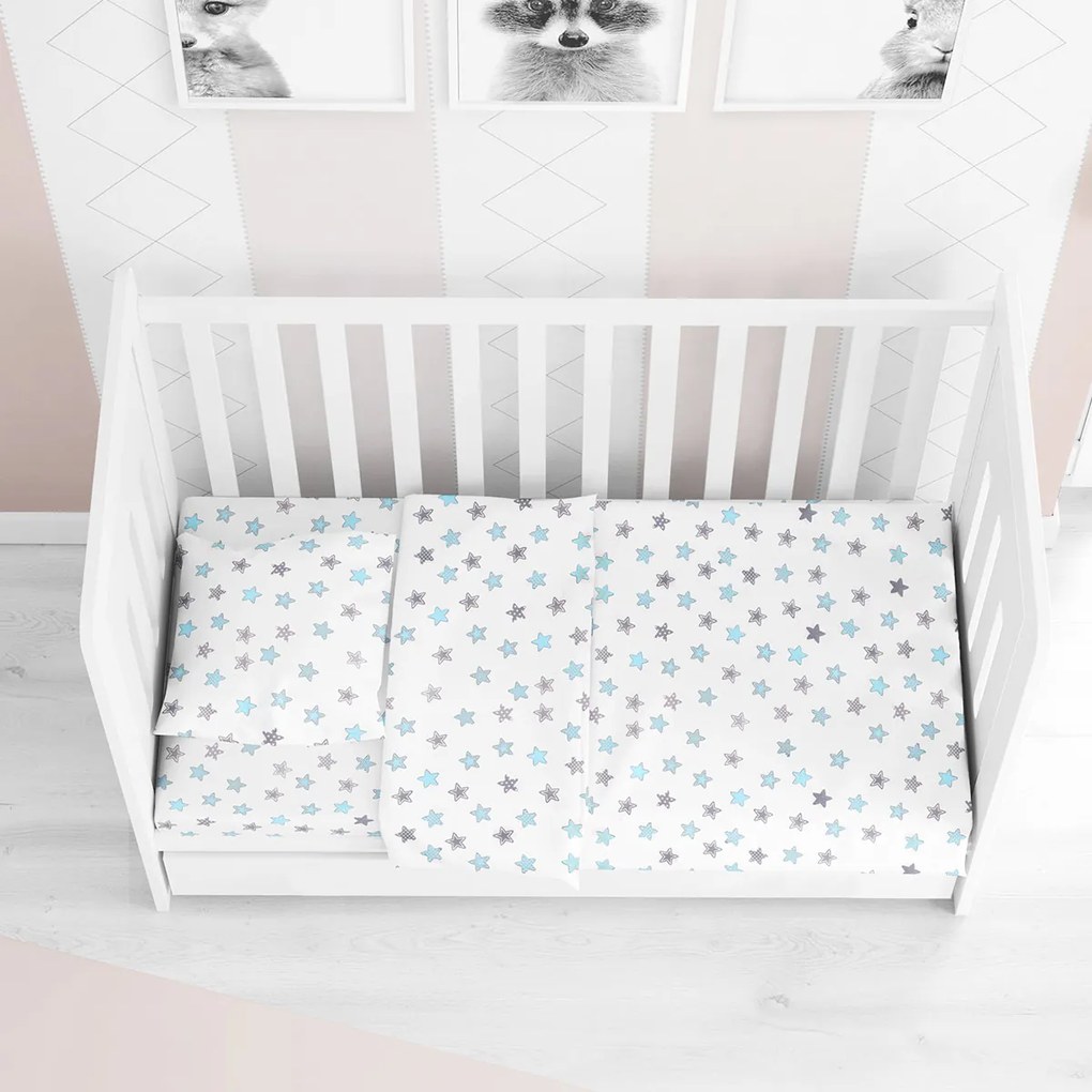 Σεντόνι Κούνιας Με Λάστιχο (70x140+15) Dimcol Star 104 Sky Blue