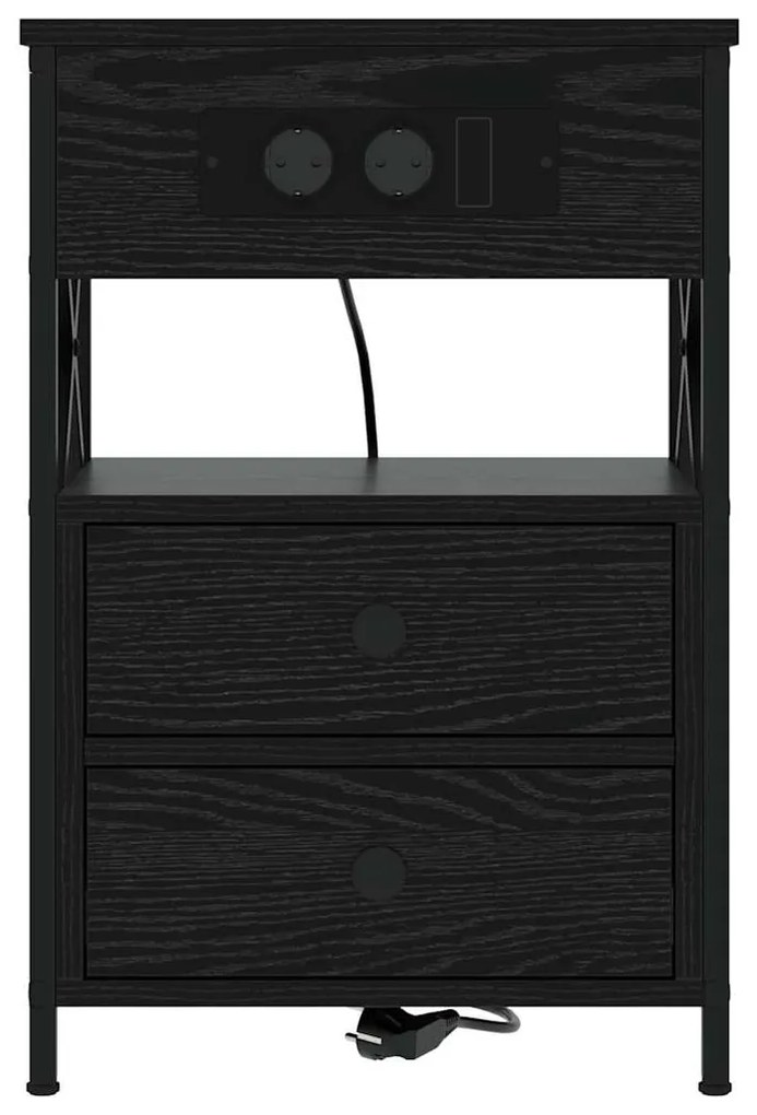 vidaXL Κομοδίνο Μαύρη δρυς 40 x 31 x 60 εκ. Επεξεργασμένο ξύλο