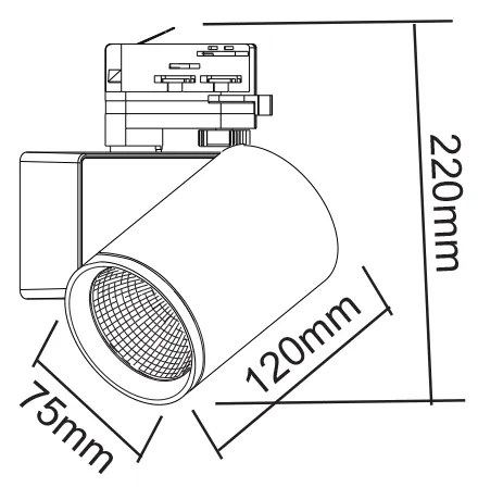 GREY LED TRACK LUMINAIRE 20W 4000K 3-PHASE 34° 2100LM 230V AC Ra80 - LISOR2040G4 - 1.5W - 20W - LISOR2040G4