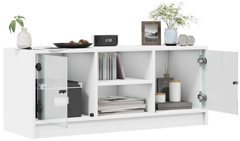 vidaXL Έπιπλο Τηλεόρασης Λευκό 102x37x42 εκ. με Γυάλινες Πόρτες