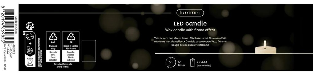 Κερί LED Lumineo Μπεζ Κρεμ Ø 7 x 11,2 cm (AAA)