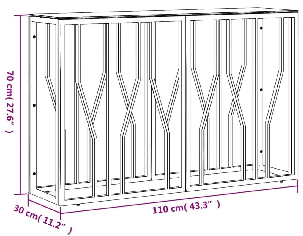 Τραπέζι Κονσόλα Χρυσό 110x30x70 εκ. Ανοξείδωτο Ατσάλι και Γυαλί - Χρυσό