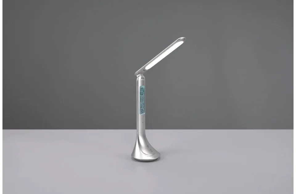 Επαναφορτιζόμενο Φωτιστικό Γραφείου LED 4W 4000K Dimmer Ευέλικτο Patty Trio Lighting-R52311187-Ασημί R52311187