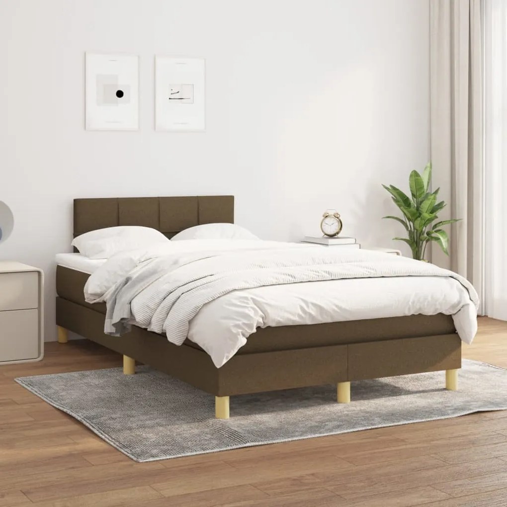 ΚΡΕΒΑΤΙ BOXSPRING ΜΕ ΣΤΡΩΜΑ ΣΚΟΥΡΟ ΚΑΦΕ 120X190 ΕΚ ΥΦΑΣΜΑΤΙΝΟ 3269775