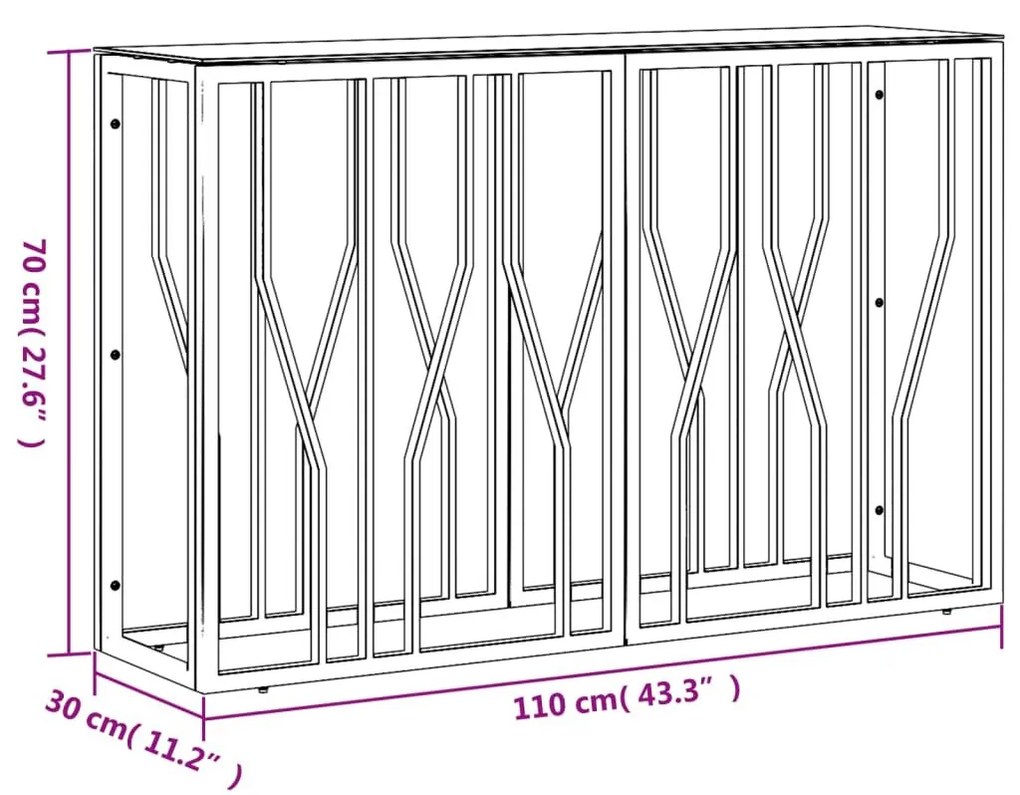 Τραπέζι Κονσόλα Ασημί 110x30x70 εκ. Ανοξείδωτο Ατσάλι και Γυαλί - Ασήμι