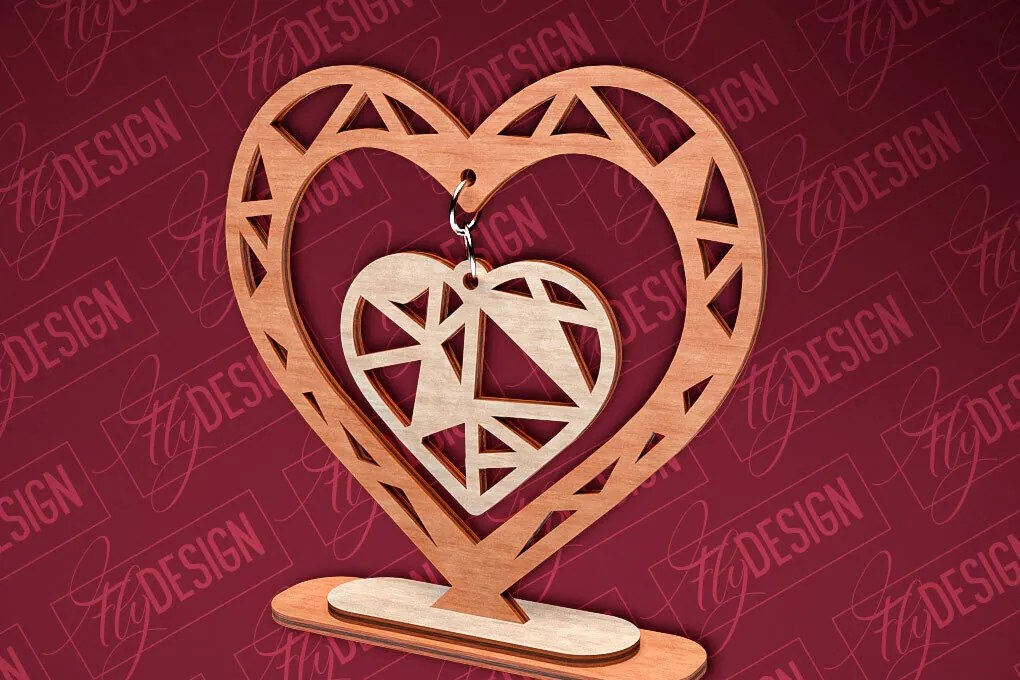 Σετ των 2 Intra απο ξύλο plywood 3mm-4mm πάχος – Κρεμαστό σταντ καρδιών του Αγίου Βαλεντίνου | CNC Δίασταση  20x20 cm INTRAFABR-83612021