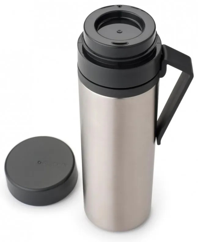 Μπουκάλι θερμότητας Brabantia Make&Take 1008487, 500 ml, διπλά τοιχώματα, χωρίς BPA, Inox/σκούρο γκρι