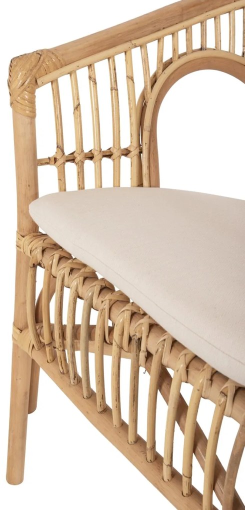 Καρέκλα - Πολυθρόνα DAMPAR C9929.04 Φυσικό Rattan με Λευκό Μαξιλάρι 59x61x80Υεκ. 59x61x80 εκ.