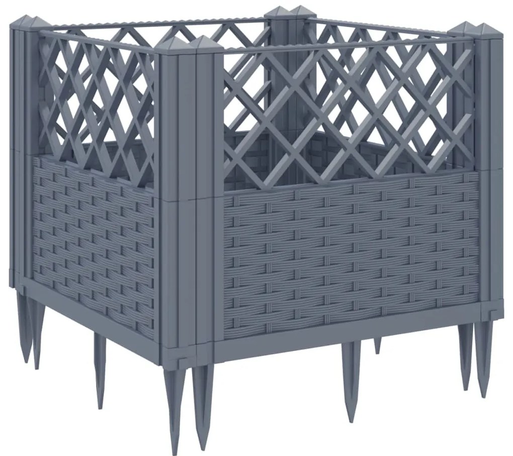 vidaXL Ζαρντινιέρα με Πασσάλους Μπλε Γκρι 43,5x43,5x43,5 εκ. Πολυπροπυλένιο
