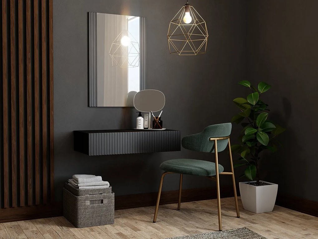 Τουαλέτα Charlotte H111, Μαύρο, Καθρέφτης, 97x80x42cm, 19 kg | Epipla1.gr
