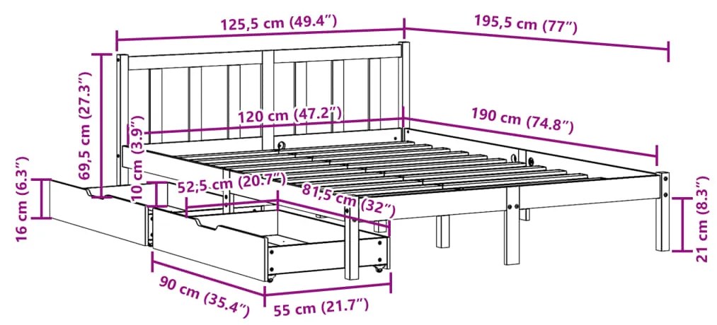 ΣΚΕΛΕΤΟΣ ΚΡΕΒ. ΧΩΡΙΣ ΣΤΡΩΜΑ ΚΑΦΕ ΚΕΡΙΟΥ 120X190 ΕΚ ΜΑΣΙΦ ΠΕΥΚΟ 3301487