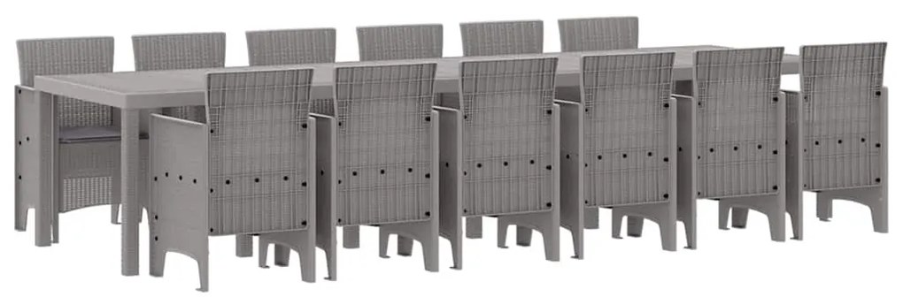 vidaXL Σέτ φαγητού για κήπο 13 pcs Ανοιχτό γκρι Rattan Polt