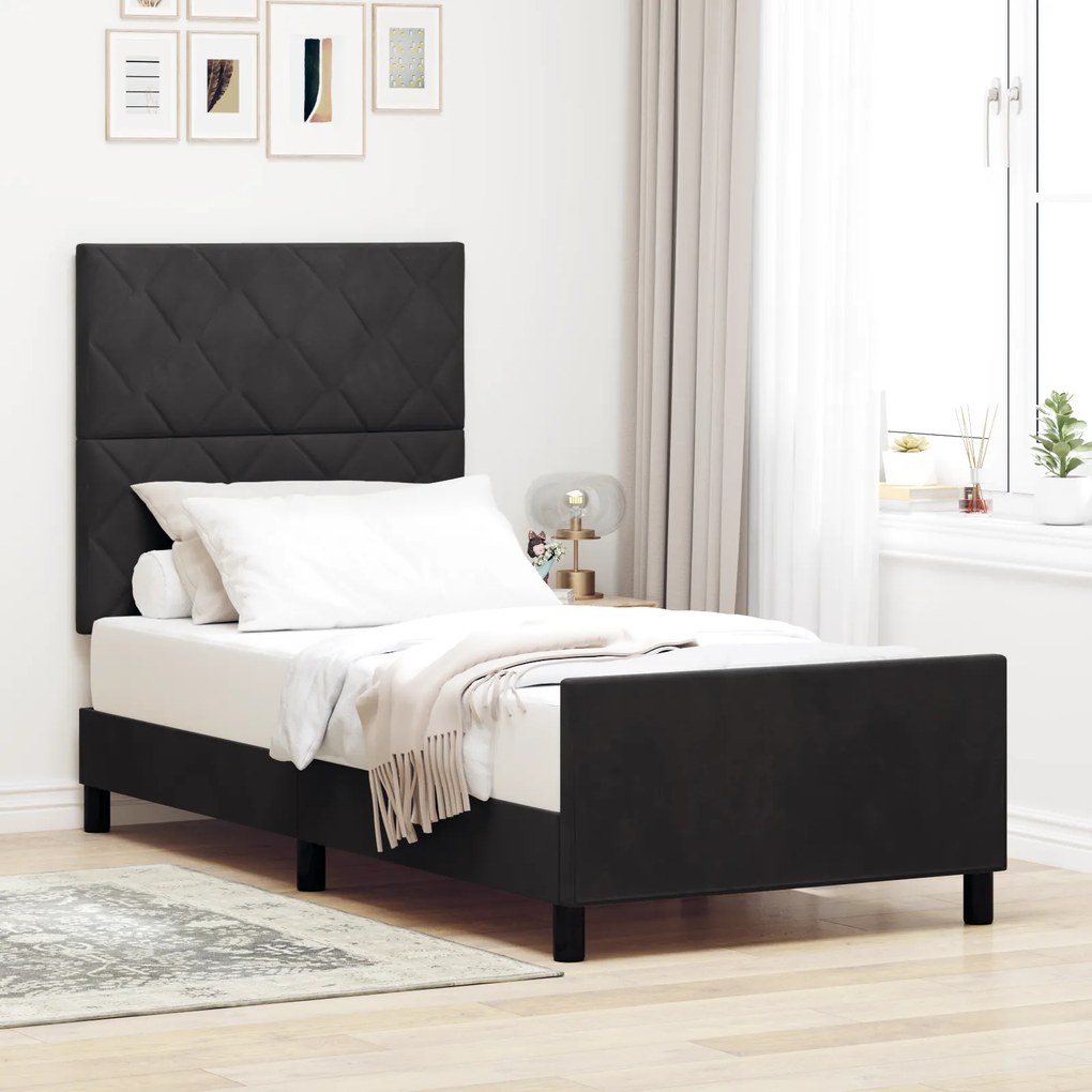 vidaXL Μαύρο Κρεβάτι 90x190 εκ. Βελούδο