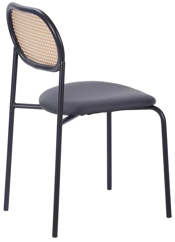 Καρέκλα James στοιβαζόμενη pe rattan μπεζ-pu μαύρο-μέταλλο φυσικό 46.5x50x79.5 εκ.