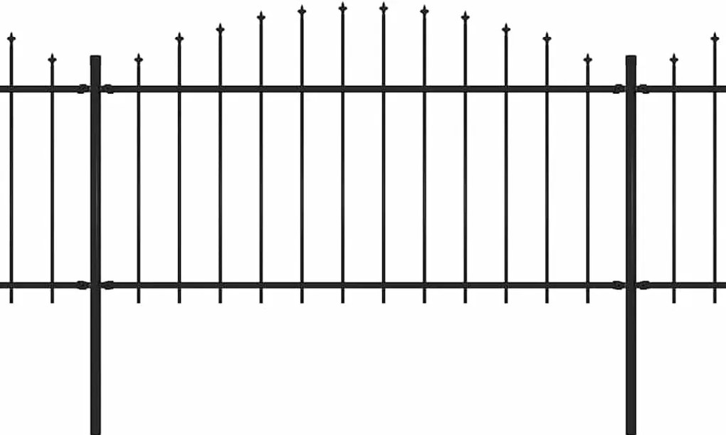 vidaXL Κάγκελα Περίφραξης με Λόγχες Μαύρα (1,25-1,5)x15,3 μ. Ατσάλινα
