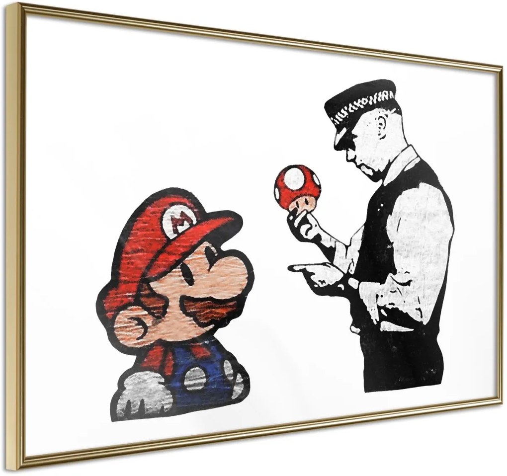 Αφίσα - Banksy: Mario and Copper - 30x20 - Χρυσό - Χωρίς πασπαρτού