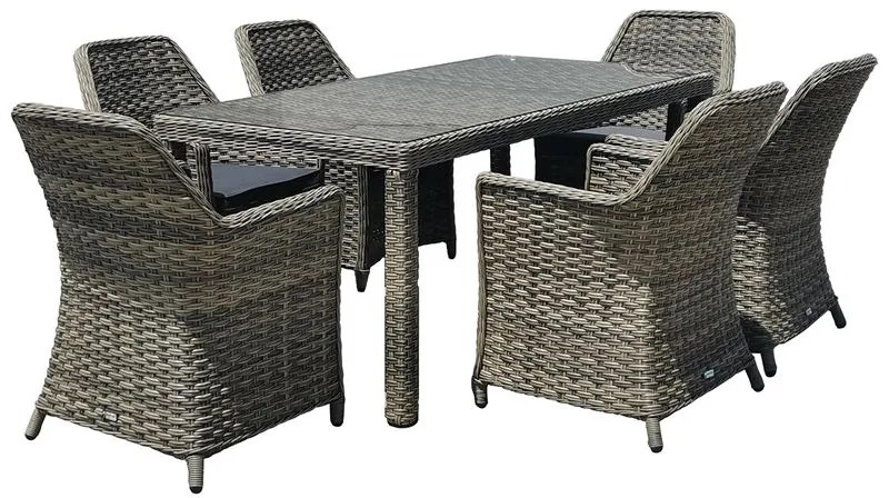 ESPERIA Set Τραπεζαρία Κήπου ALU,Wicker Grey Brown-Ανθρακί: Τραπέζι 180x90   6 Πολυθρόνες  Τραπ:180x90x78 Πολ:64x68x90cm [-Καφέ-] [-Wicker-, -Αλουμίνιο-] Ε6869,6