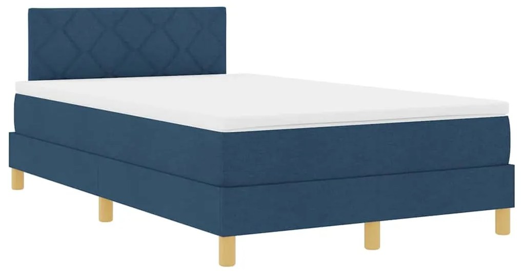 vidaXL Κρεβάτι box spring με στρώμα με στρώμα Μπλε 120 x 200 cm ύφασμα