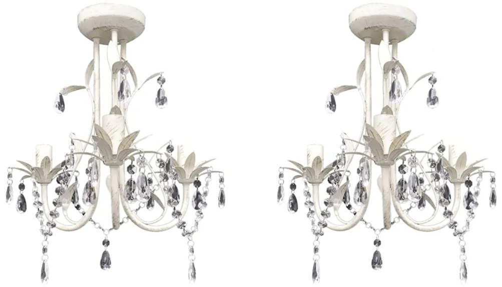 vidaXL Πολυέλαιοι Εκλεπτυσμένοι 2 τεμ. Λευκοί Κρυστάλλινοι