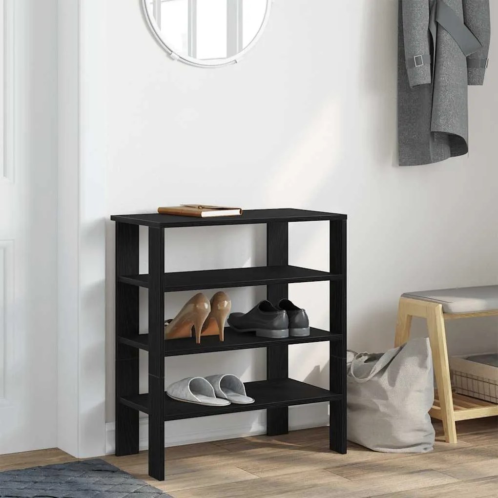 Ράφι παπουτσιών Μαύρο 61x32x70 cm Κατασκευασμένο ξύλο - Μαύρο