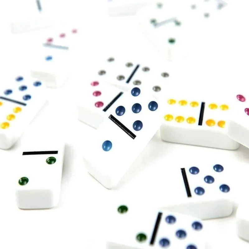 Έγχρωμο Ντόμινο σε Μεταλλικό κουτί 28 τεμ. – Double six color dot dominoes