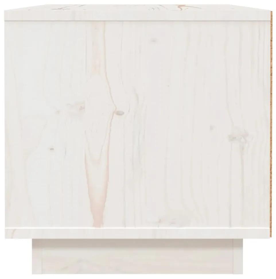 Κομοδίνο Λευκό 40 x 34 x 35 εκ. από Μασίφ Ξύλο Πεύκου - Λευκό