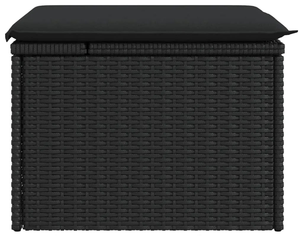 vidaXL Σκαμπό Κήπου με Μαξιλάρι Μαύρο 55x55x37 εκ. από Συνθετικό Ρατάν