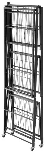 VEVOR Folding Storage Shelf with Wheels 4-Tier No Assembly Organizer Shelf Black