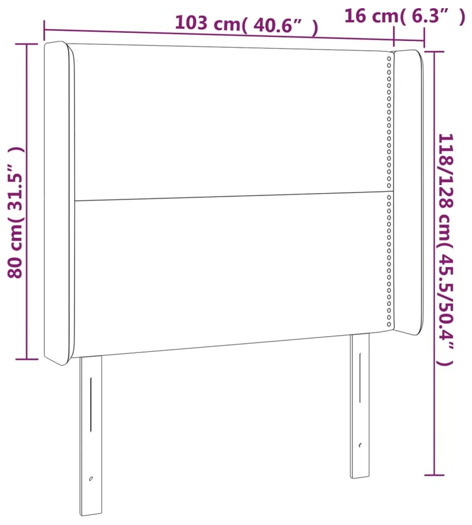 vidaXL Κεφαλάρι Κρεβατιού LED Μαύρο 103x16x118/128 εκ. Συνθετ. Δέρμα