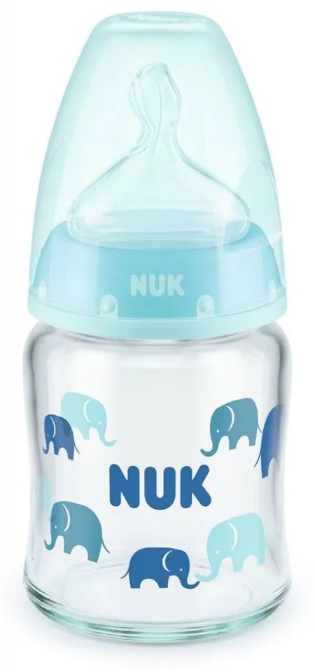 Μπιμπερό Γυάλινο Σιλικόνης First Choice Plus 10747117 Temperature Control 120ml 0-6 Μηνών Blue Nuk 120ml Glass,Silicon