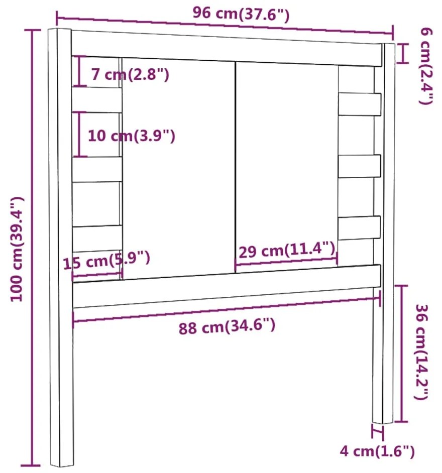vidaXL Κεφαλάρι 96 x 4 x 100 εκ. από Μασίφ Ξύλο Πεύκου