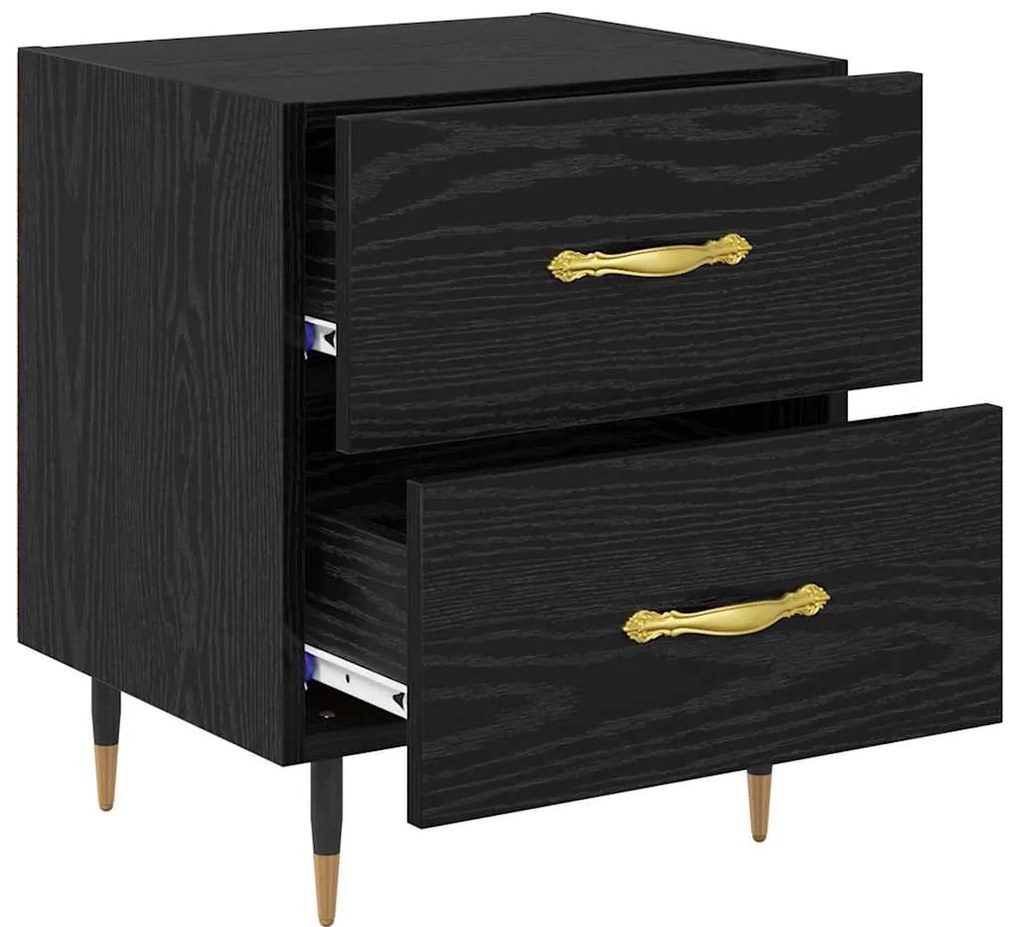 vidaXL Κομοδίνο 2 pcs Μαύρη δρυς 40 x 35 x 47.5 εκ Επεξεργασμένο ξύλο
